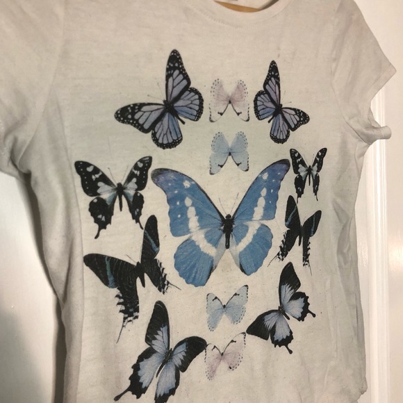 Y2K Butterfly Baby Tee in Blue - Picture 5 of 5